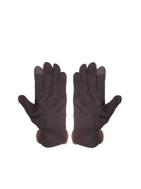 

FabSeasons Women Brown Textured Winter Gloves With Touchscreen Fingers
