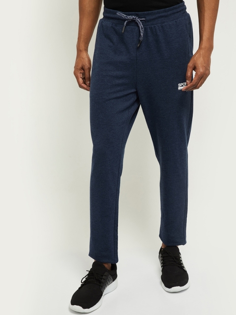 max Men Blue Solid Track Pants