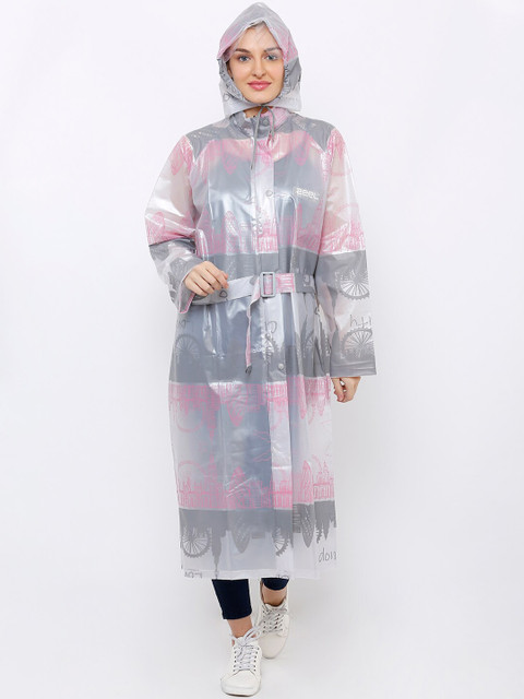

Zeel Women Pink & Grey Printed Rain Jacket