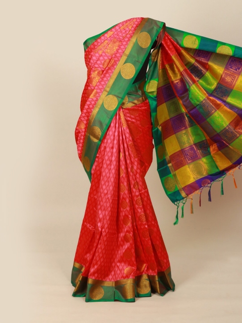 

Pothys Pink & Green Woven Design Art Silk Saree