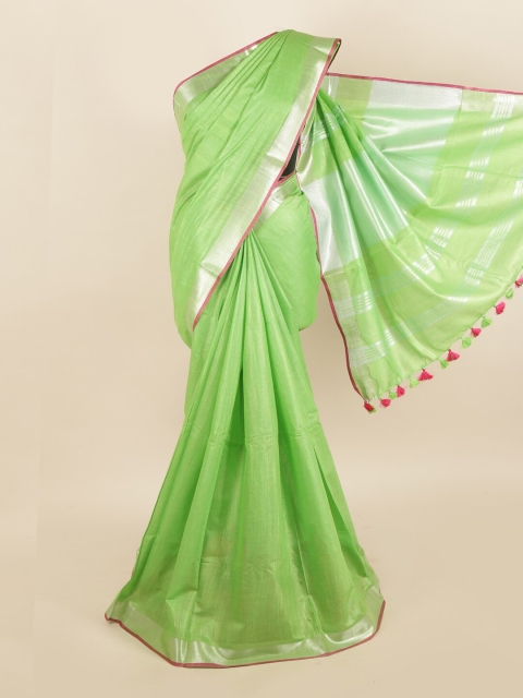 

Pothys Green & Magenta Linen Blend Saree