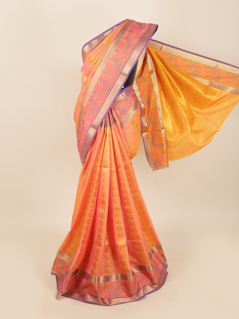 

Pothys Pink & Purple Woven Design Zari Silk Blend Saree