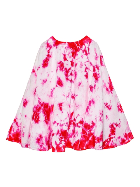 

KiddoPanti Girls Magenta Pink & White Tie & Dyed A-Line Maxi Skirt