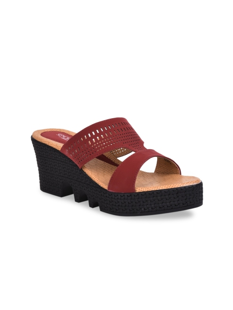 

Liberty Brown Platform Sandals with Laser Cuts