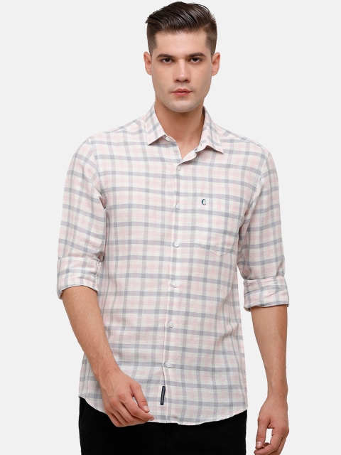 

CAVALLO by Linen Club Men Pink Tartan Checked Casual Shirt