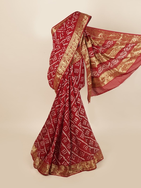

Pothys Maroon & White Bandhani Zari Art Silk Saree