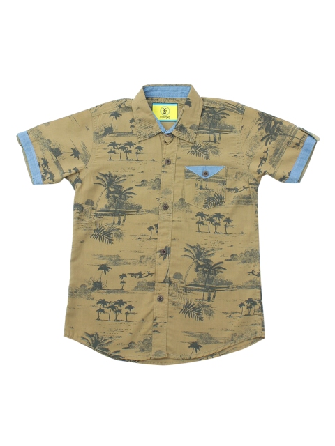 

Lil Lollipop Boys Olive Green & Grey Printed Casual Cotton Shirt