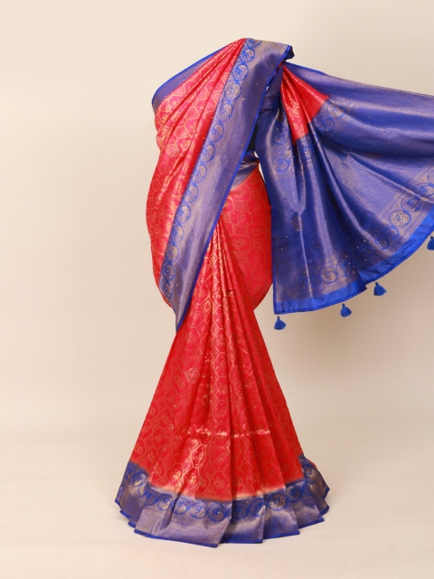 

Pothys Magenta & Blue Woven Design Silk Blend Saree