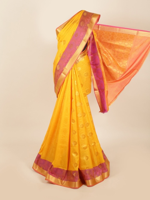 

Pothys Yellow & Pink Woven Design Silk Blend Saree