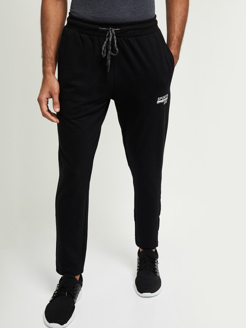

max Men Black Solid Track Pants