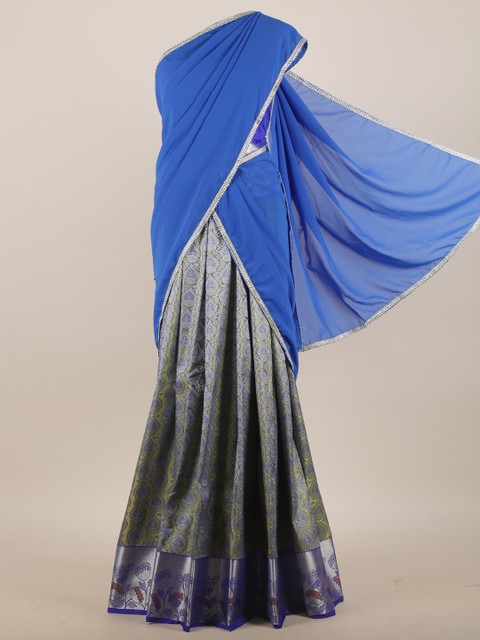 

Pothys Blue & Green Woven Design Half Saree