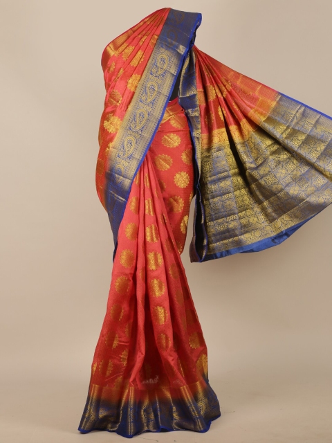 

Pothys Orange & Violet Ethnic Motifs Jute Silk Saree