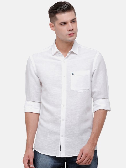 

CAVALLO by Linen Club Men White Solid Casual Shirt