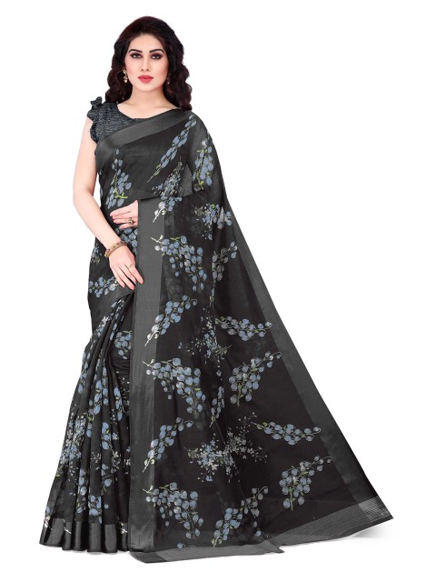 

KALINI Black & Blue Floral Bagh Saree