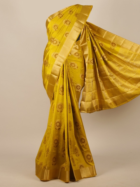 

Pothys Yellow & Gold-Toned Woven Design Jute Silk Saree
