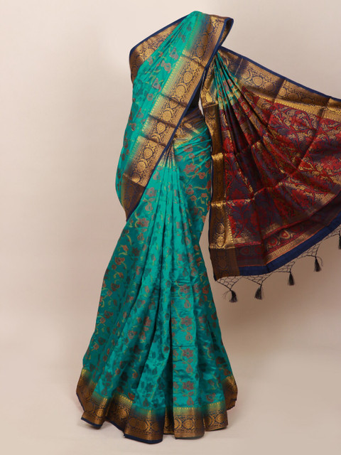 

Pothys Blue & Maroon Floral Zari Art Silk Saree