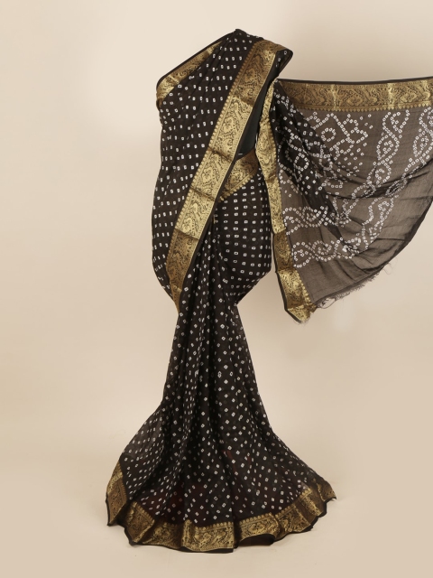 

Pothys Black & White Bandhani Art Silk Saree