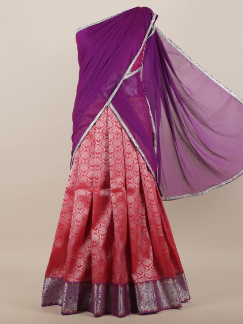 

Pothys Women Violet & Red Ethnic Motifs Half & Half Saree
