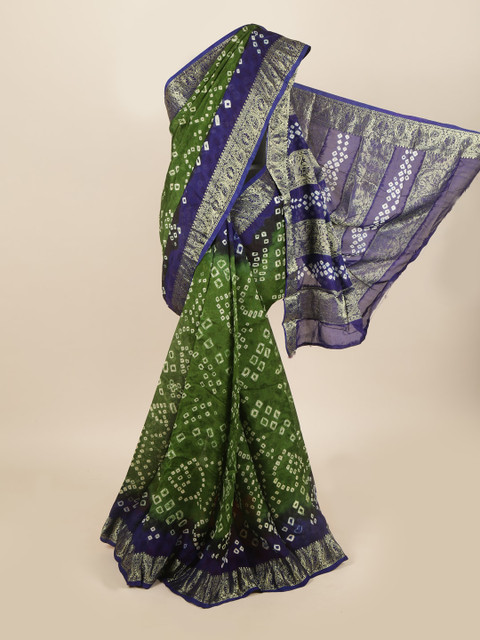 

Pothys Green & Blue Bandhani Zari Art Silk Saree