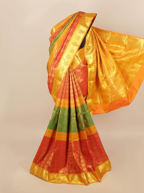 

Pothys Red Gold -Toned Woven Design Silk Blend Saree