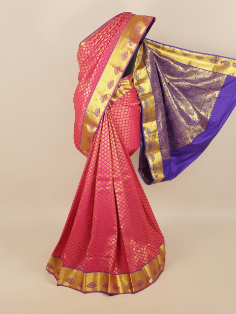 

Pothys Pink & Blue Woven Design Silk Blend Saree
