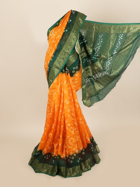 

Pothys Yellow & Green Bandhani Art Silk Saree