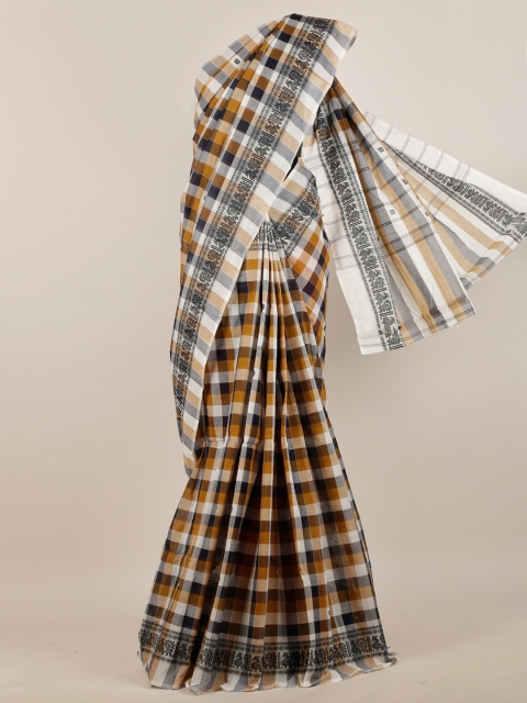 

Pothys White & Grey Checked Pure Cotton Saree