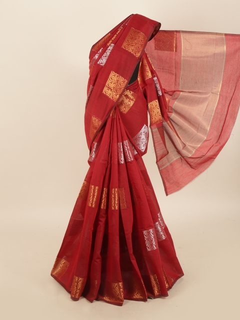 

Pothys Maroon & Gold-Toned Jute Cotton Saree