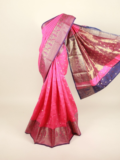 

Pothys Pink & Gold-Toned Paisley Saree