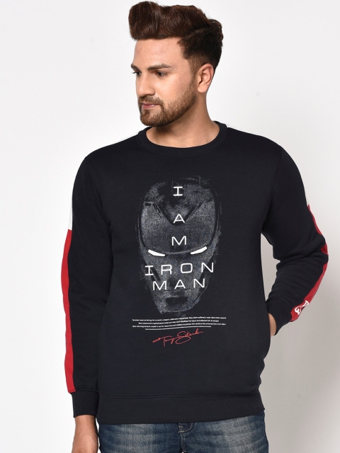 

Octave Men Navy Blue Solid Graphic Printed Sweatshirt