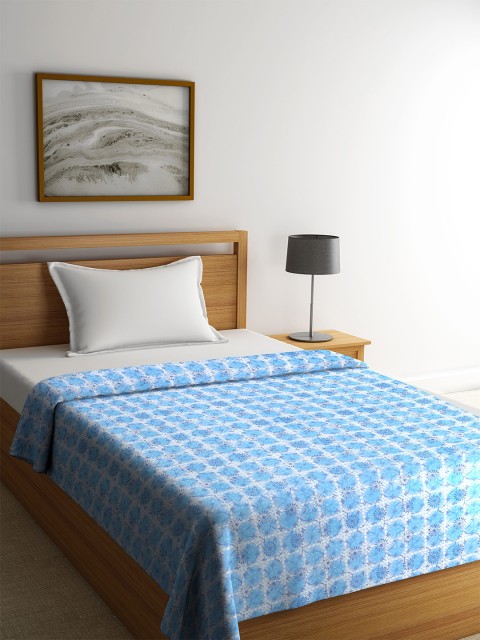 Gulaab Jaipur Blue & White Hand Block Printed AC Room 350 GSM Single Bed Dohar
