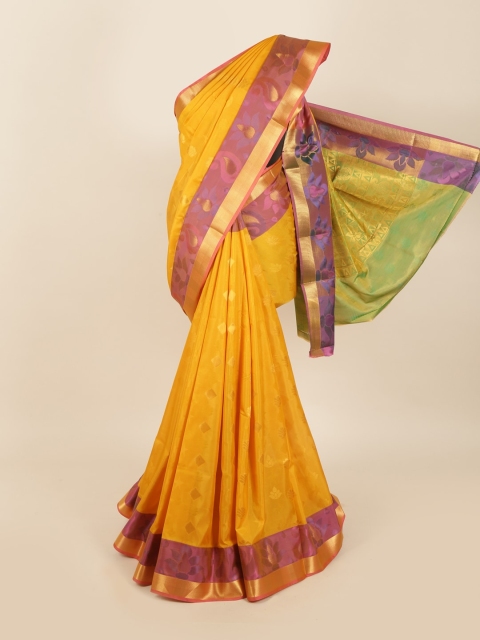 

Pothys Yellow & Pink Woven Design Silk Blend Saree