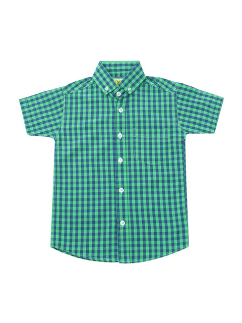 

Lil Lollipop Boys Green & Blue Gingham Checked Casual Cotton Shirt