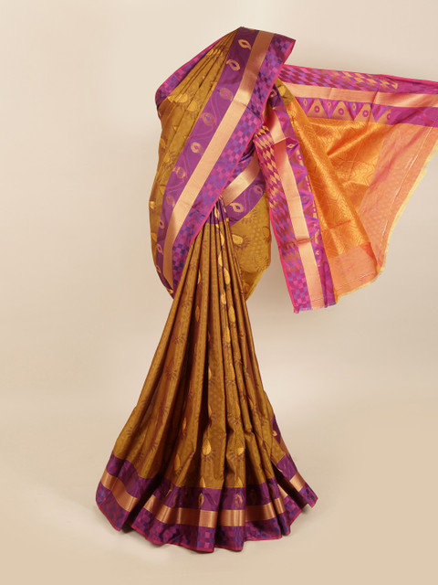 

Pothys Brown & Purple Paisley Zari Silk Blend Saree