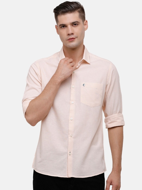 

CAVALLO by Linen Club Men Peach-Coloured Casual Shirt
