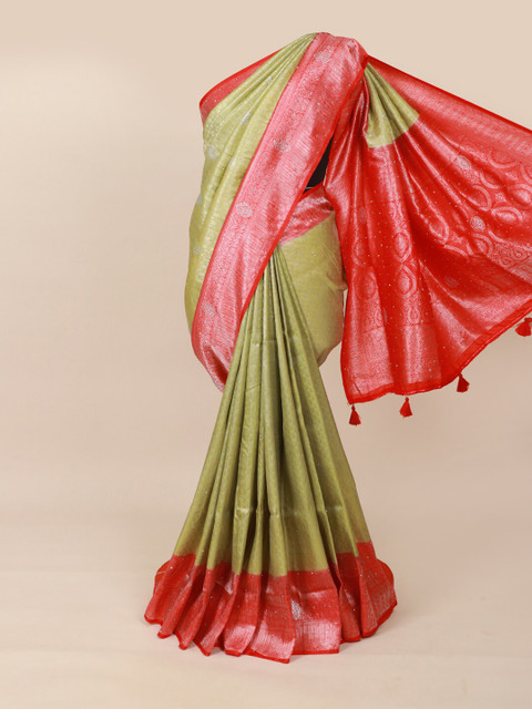

Pothys Green & Pink Woven Design Silk Blend Saree