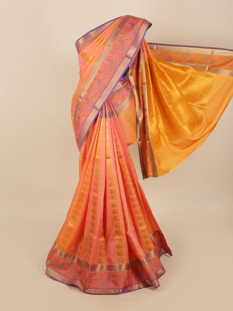 

Pothys Pink & Purple Woven Design Zari Silk Blend Saree