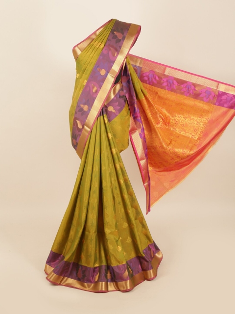 

Pothys Green & Violet Woven Design Zari Silk Blend Saree