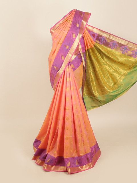 

Pothys Pink & Purple Woven Design Zari Silk Blend Saree
