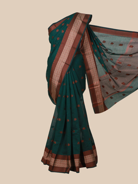 

Pothys Green & Maroon Ethnic Motifs Zari Saree