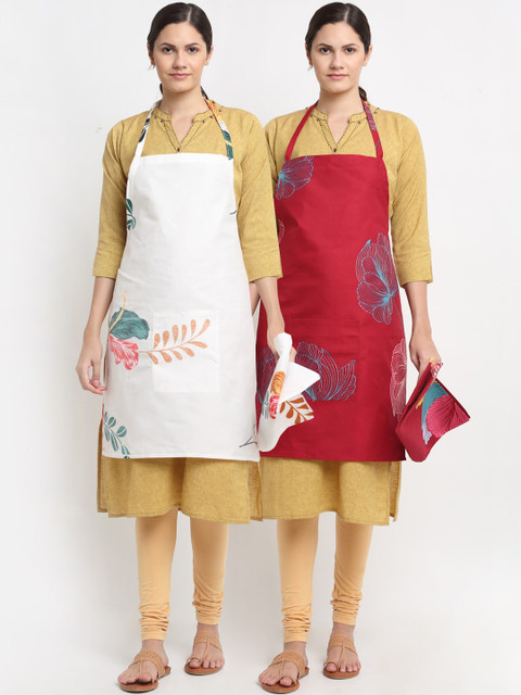 

NEUDIS Set Of 2 Printed 210 TC Aprons, Red