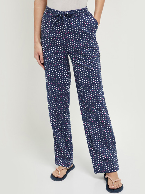 

max Women Blue Printed Cotton Lounge Pants
