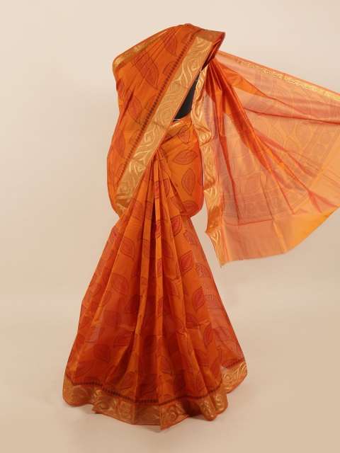 

Pothys Orange Ethnic Motifs Silk Cotton Saree