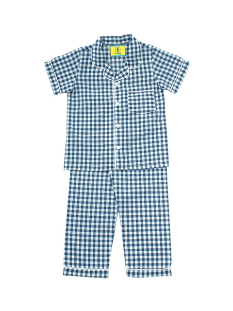 

Lil Lollipop Kids Navy Blue & White Checked Night Suit