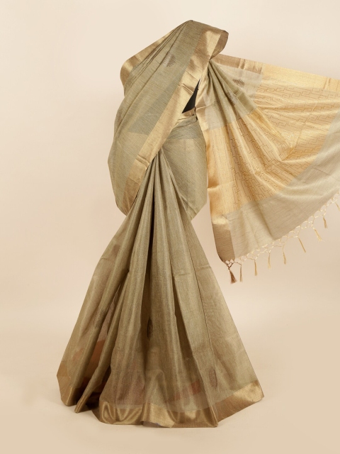 

Pothys Beige & Gold-Toned Jute Cotton Saree