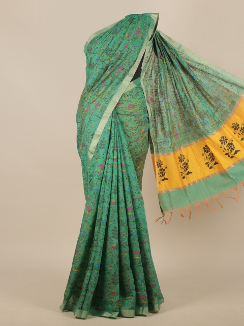 

Pothys Green & Yellow Silk Cotton Saree