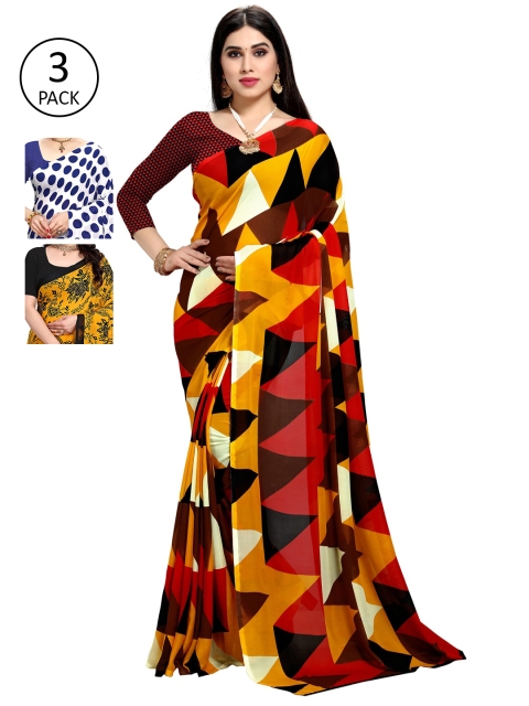 

KALINI Pack of 3 Printed Sarees, Multi