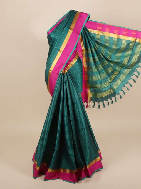 

Pothys Women Green & Pink Cotton Blend Solid Saree