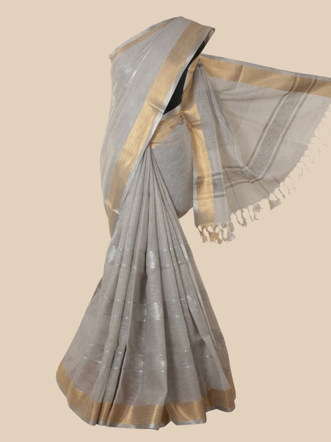 

Pothys Grey & Gold-Toned Jute Cotton Saree