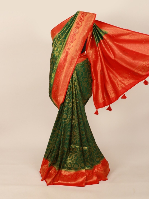 

Pothys Green & Red Woven Design Silk Blend Saree